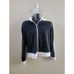 Cheetah Women's Black And White Color Block Full Zip Sweatshirt Size Large